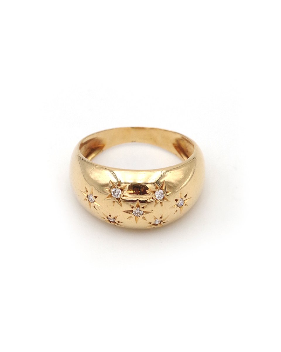 Diamond Ball Ring In 18k Gold, Ball Ring, Gypsy Ring -photo-3