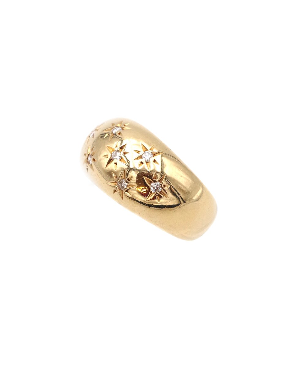 Diamond Ball Ring In 18k Gold, Ball Ring, Gypsy Ring -photo-1