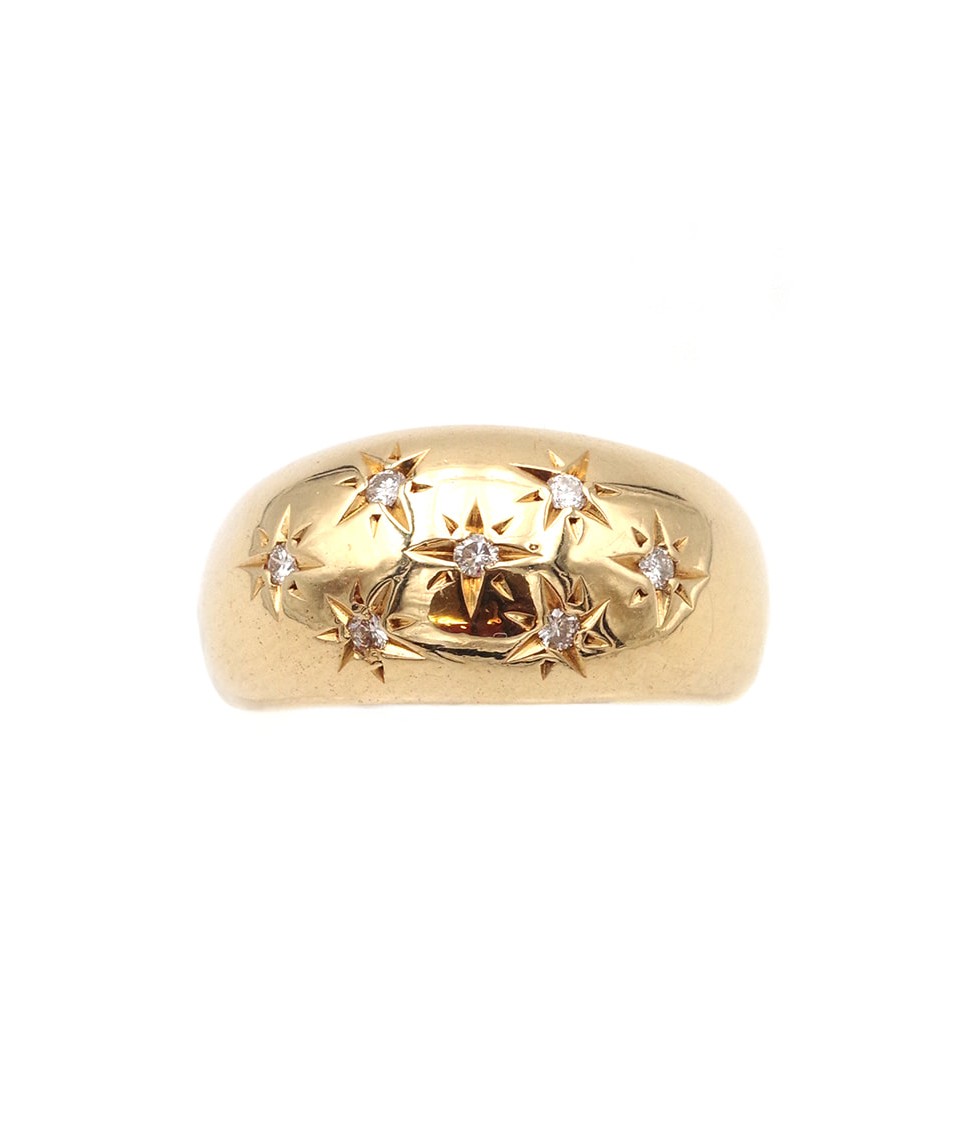 Diamond Ball Ring In 18k Gold, Ball Ring, Gypsy Ring 