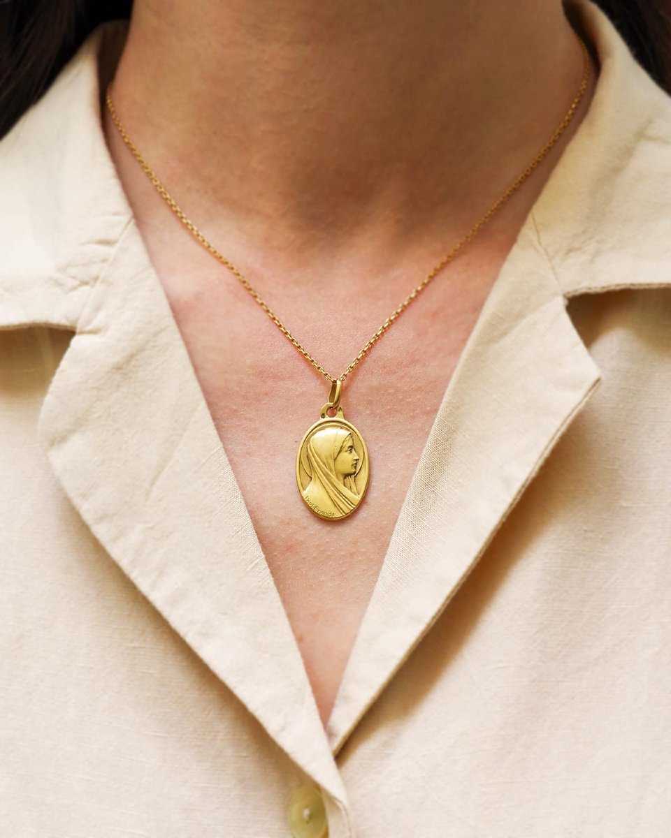 Paul Brandt Virgin Mary Religious Medal French 18k Gold -photo-2