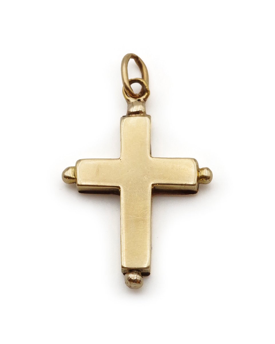 Reliquary Cross Pendant In 18 And 14 Karat Gold-photo-3