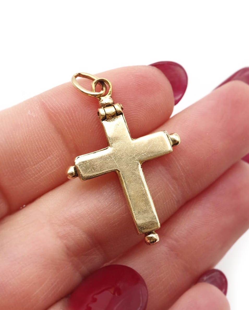 Reliquary Cross Pendant In 18 And 14 Karat Gold