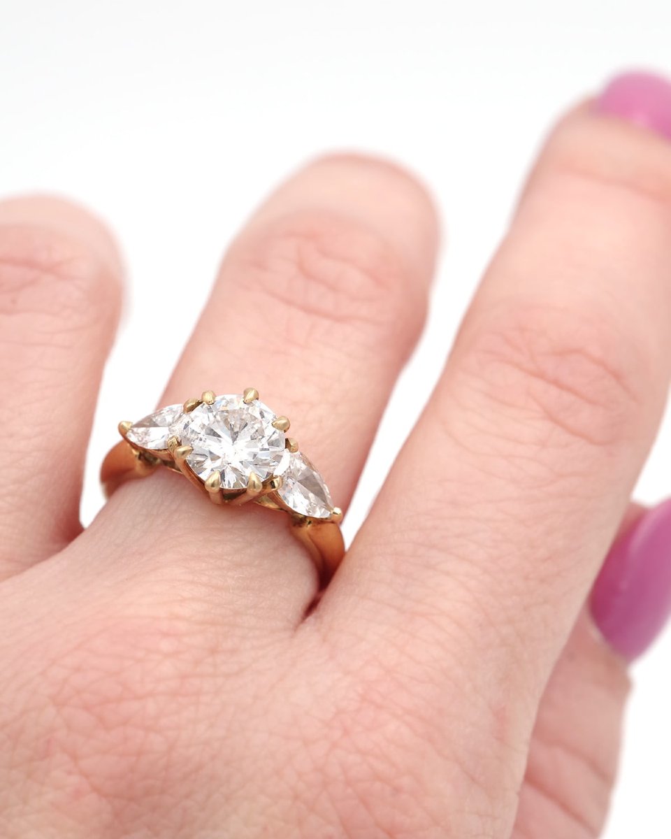 Bague diamants 2.40 cts en er 18k, Bague de fiançailles -photo-1
