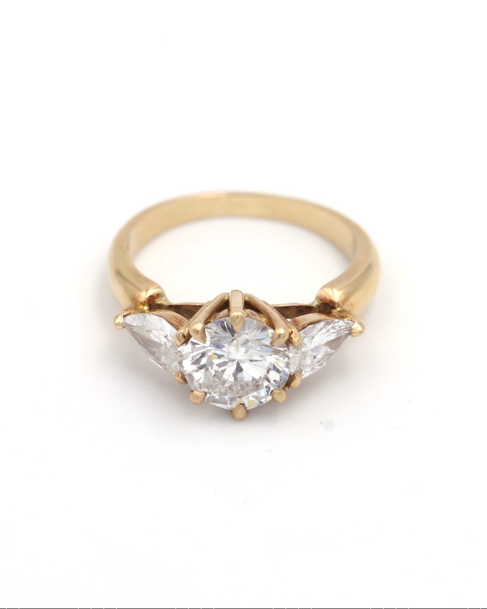 Bague diamants 2.40 cts en er 18k, Bague de fiançailles -photo-3