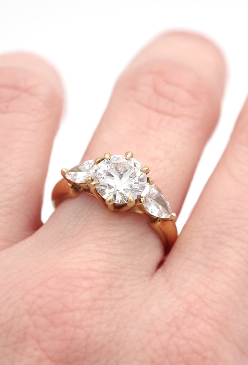 Bague diamants 2.40 cts en er 18k, Bague de fiançailles 