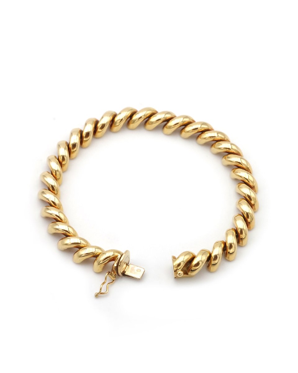 Bracelet San Marco macaroni en or 18k, bracelet vintage italien -photo-2
