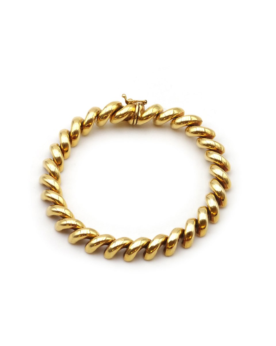 Bracelet San Marco macaroni en or 18k, bracelet vintage italien -photo-3