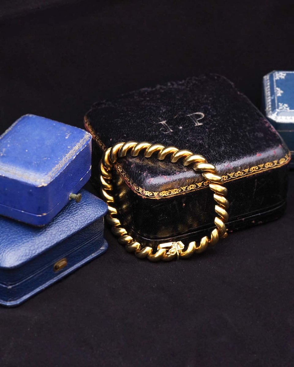 Bracelet San Marco macaroni en or 18k, bracelet vintage italien -photo-5