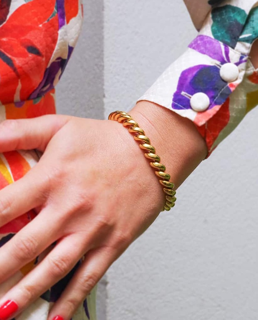 Bracelet San Marco macaroni en or 18k, bracelet vintage italien 
