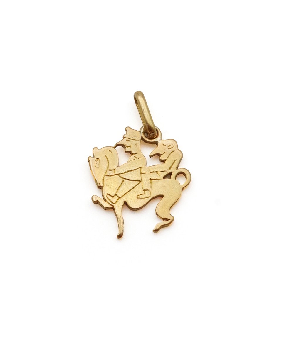 Van Cleef & Arpels French 18k Gold Charm Pendant 'les 3 Inséparables' Soldier Horse-photo-1