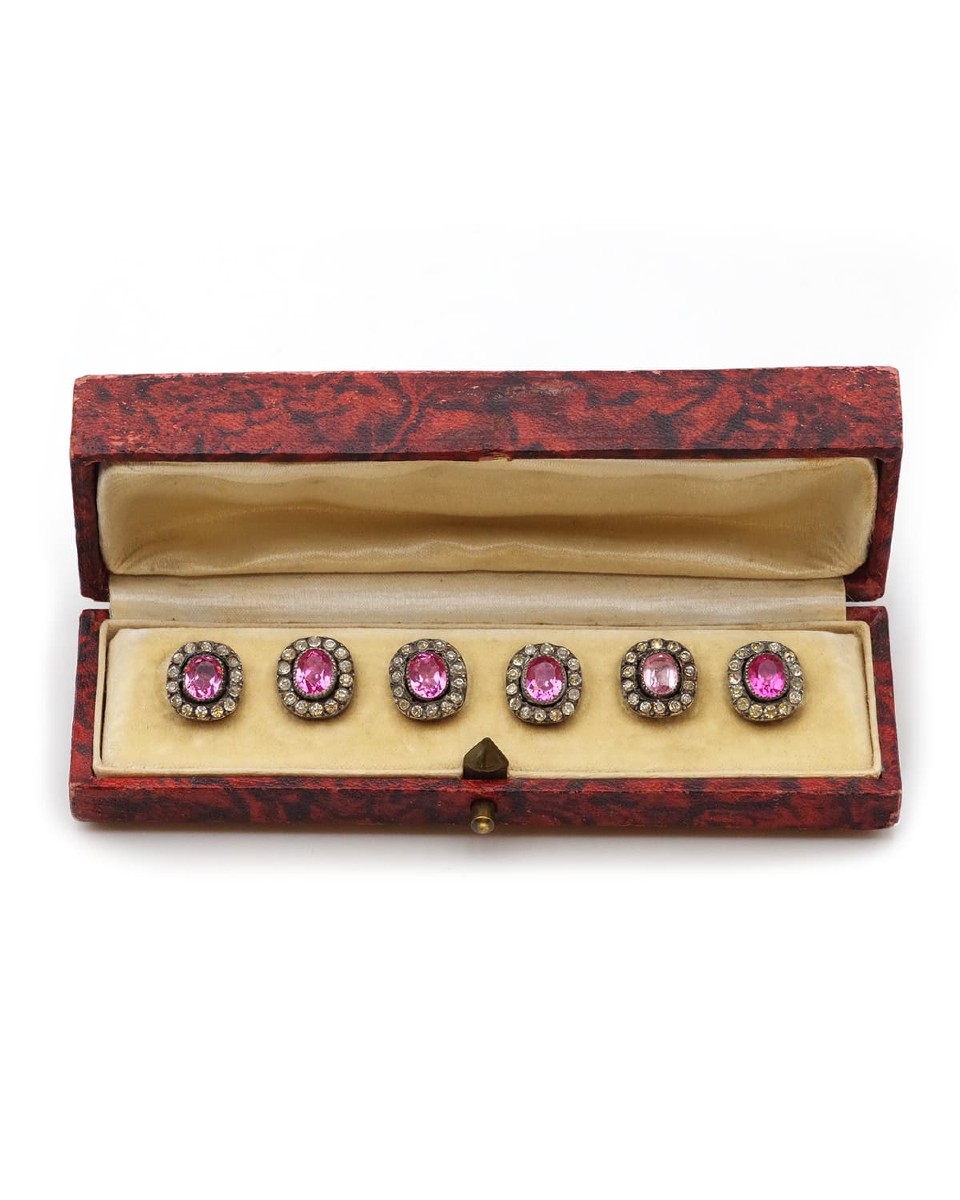 Boutons de plastron - chemise - anciens en métal argenté 