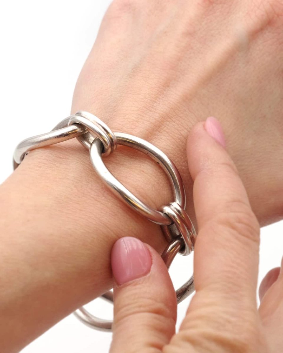Bracelet maille ovale en argent, large maillon ovale -photo-5