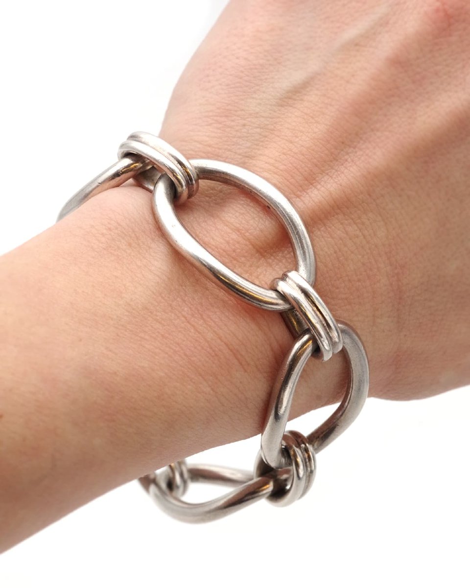 Bracelet maille ovale en argent, large maillon ovale -photo-6