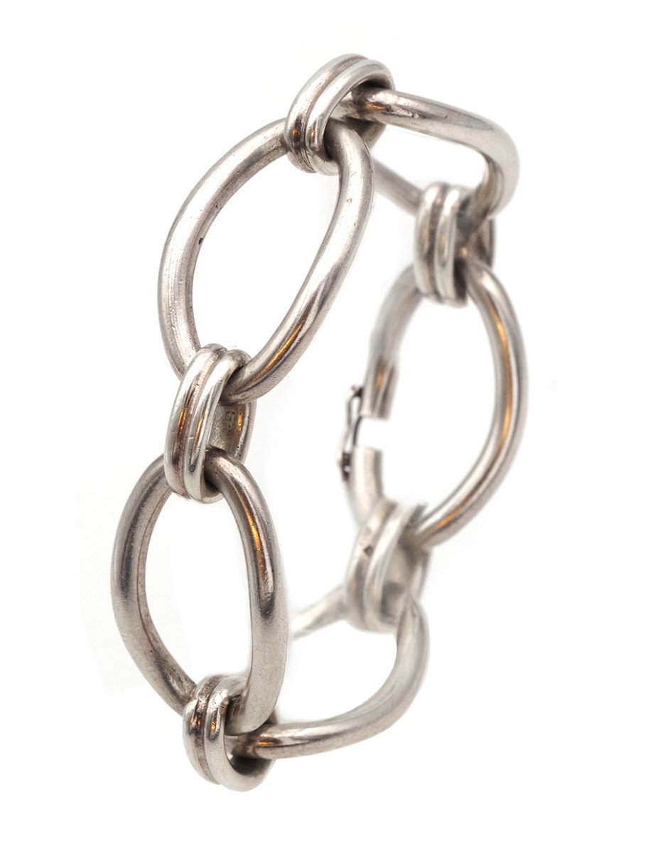 Bracelet maille ovale en argent, large maillon ovale 