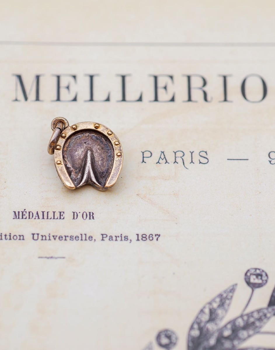 Antique French Edwardian Mellerio Dits Meller Horseshoe Lucky Charm Pendant 800