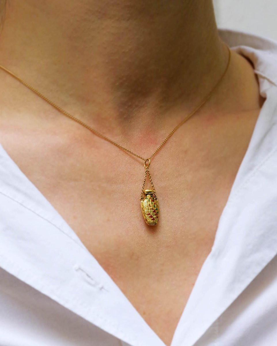 Pendentif flacon vinaigrette en or 18k-photo-2