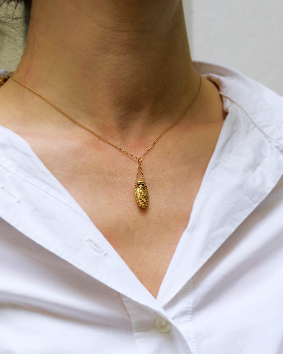 Pendentif flacon vinaigrette en or 18k-photo-1