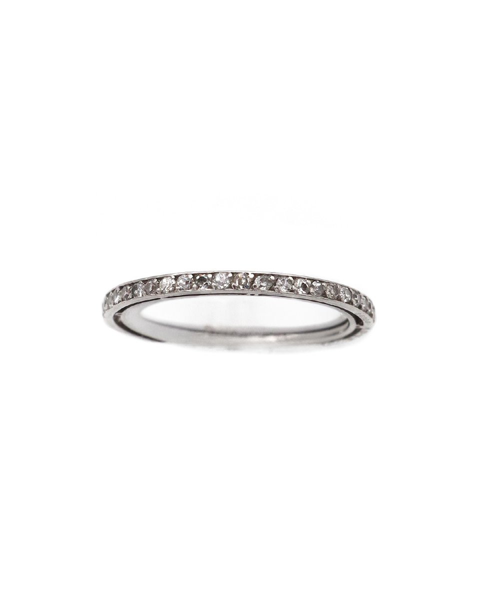 Alliance américaine 0.43 ct en platine, alliance ancienne -photo-2
