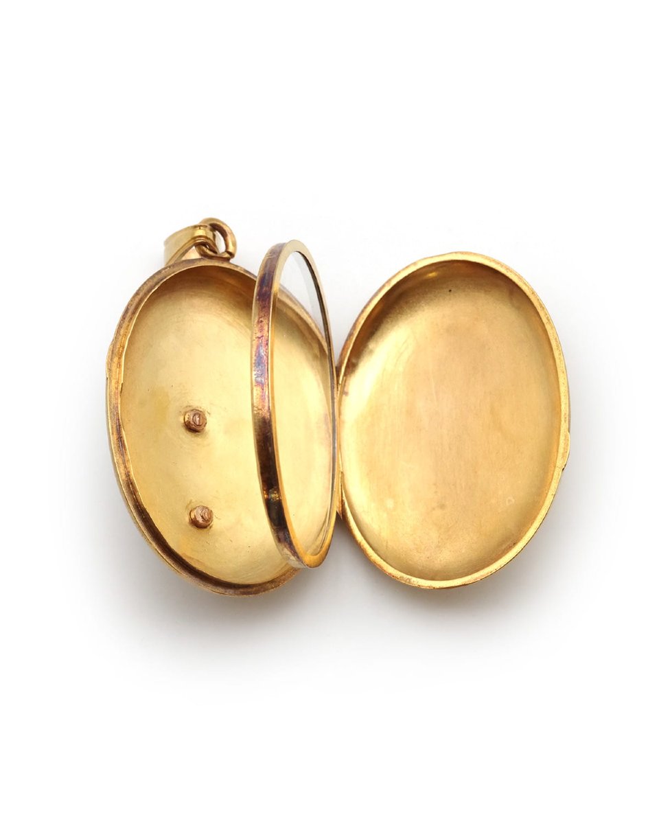 Victorian Rosebud Diamond Locket In 18 Karat Gold, Eugène Soulens -photo-3