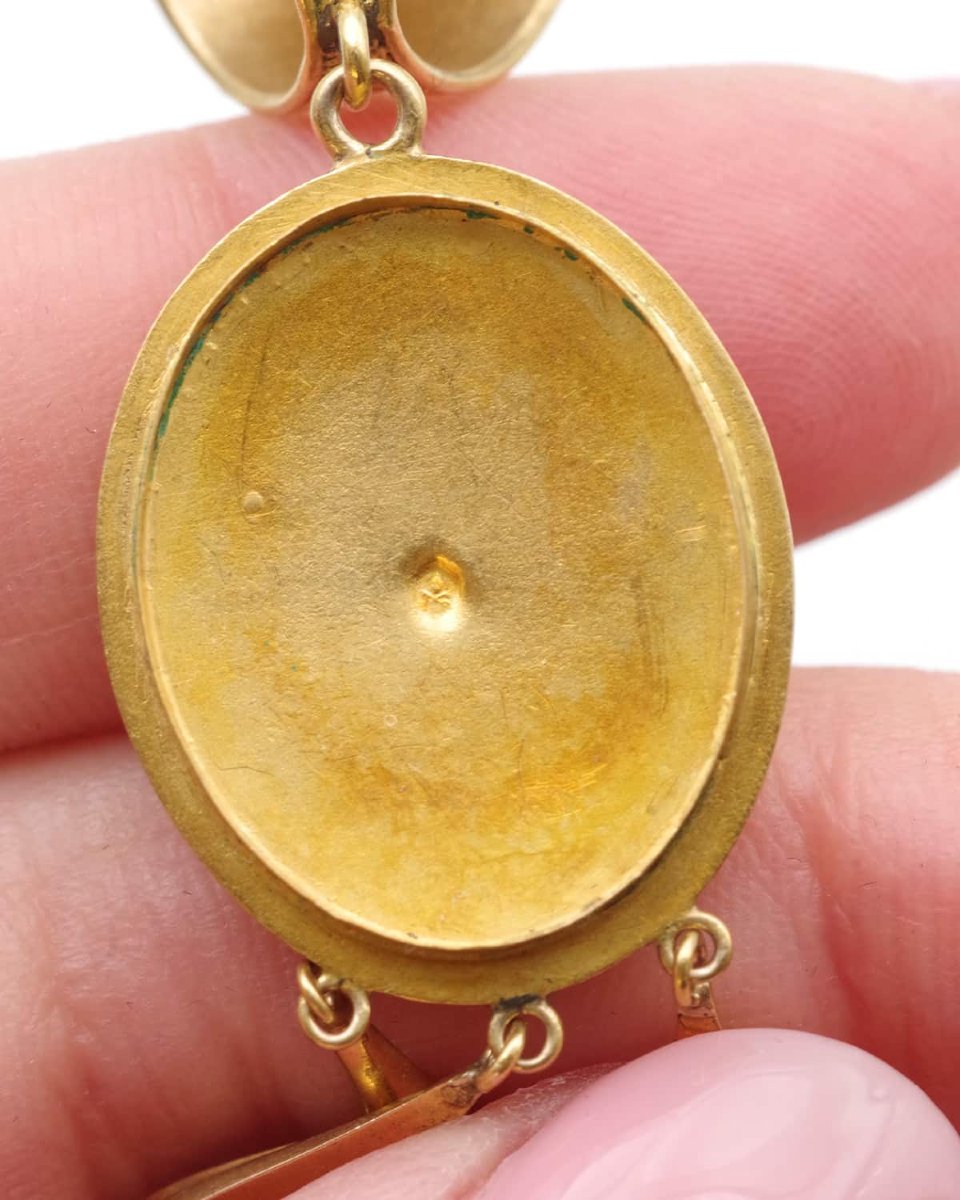 Pendentif micro-mosaïque fleurs en or 22 karats, Bulla, pendentif néo Etrusque-photo-2