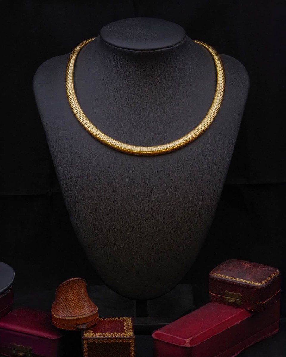 French Mid-century Tubogas 18k Gold Flexible Necklace Circa 1950 -photo-4