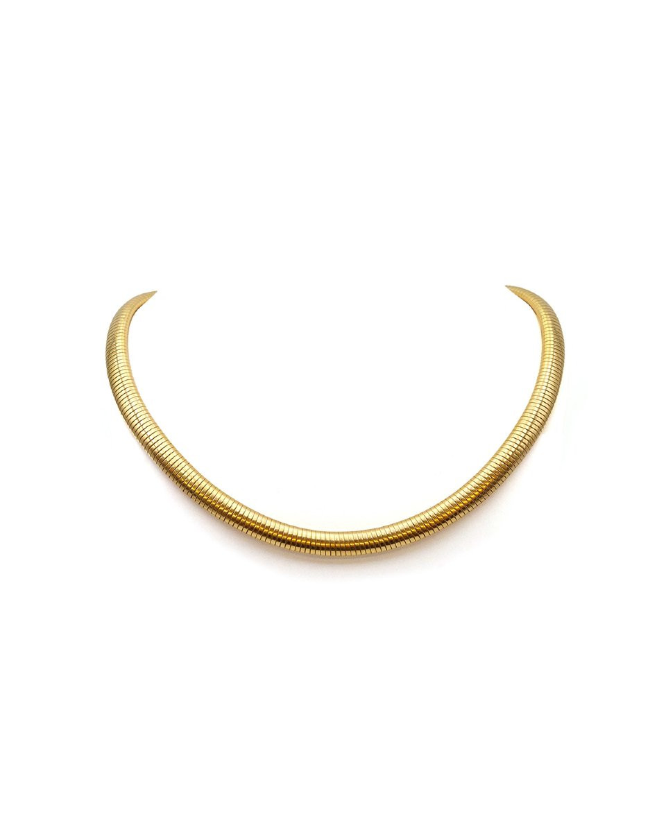 French Mid-century Tubogas 18k Gold Flexible Necklace Circa 1950 -photo-1