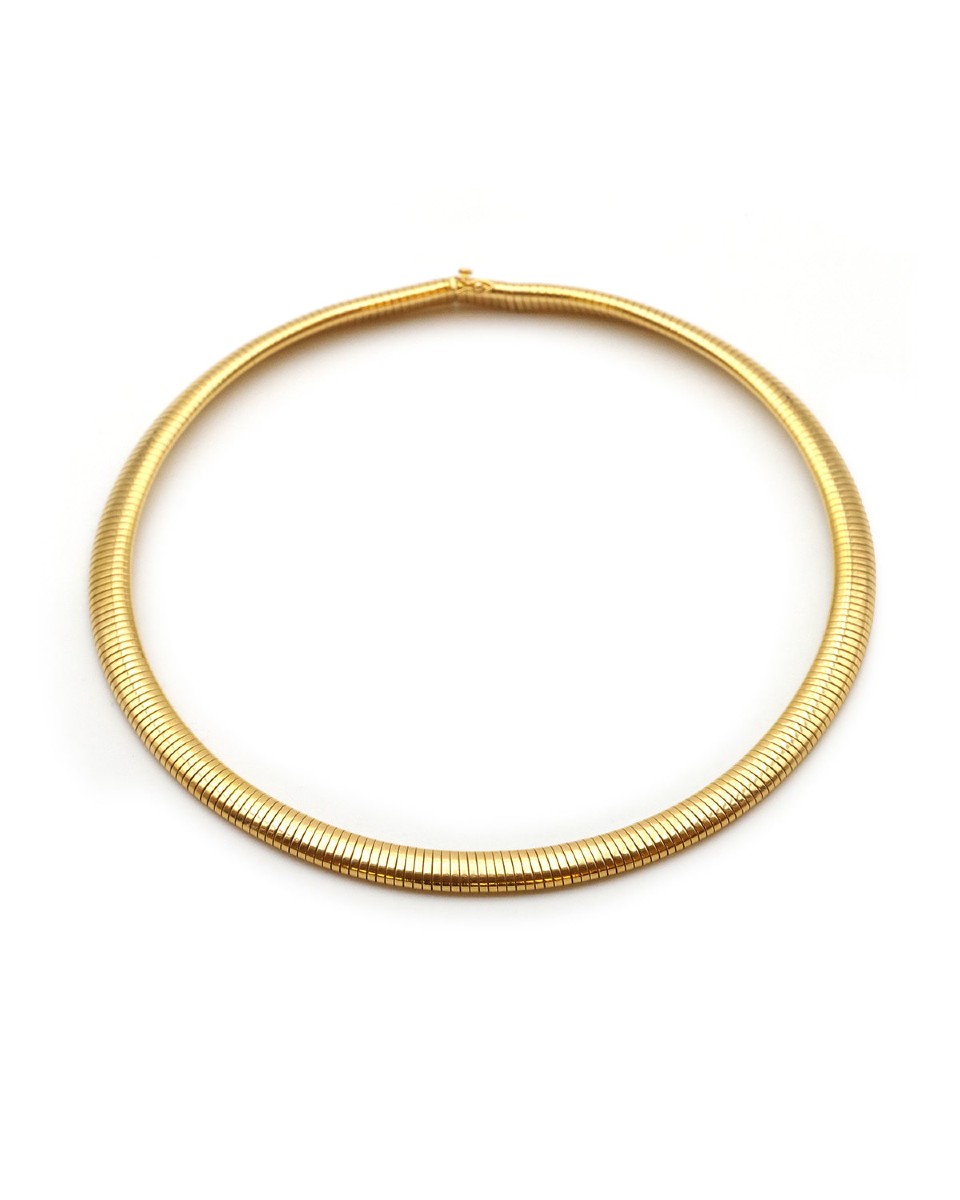 French Mid-century Tubogas 18k Gold Flexible Necklace Circa 1950 