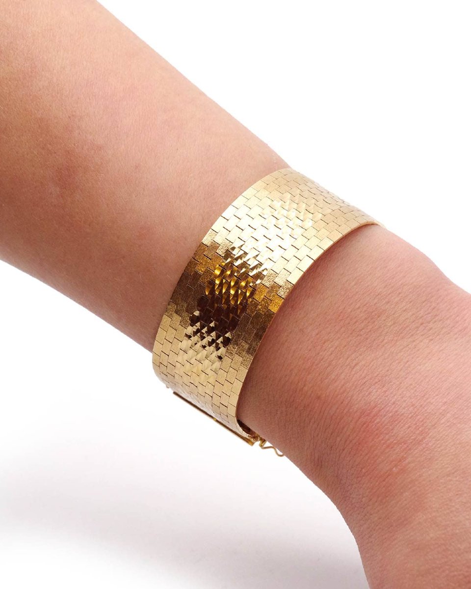 Italian 18k Gold Flexible Bracelet, Fancy Link Bracelet -photo-3