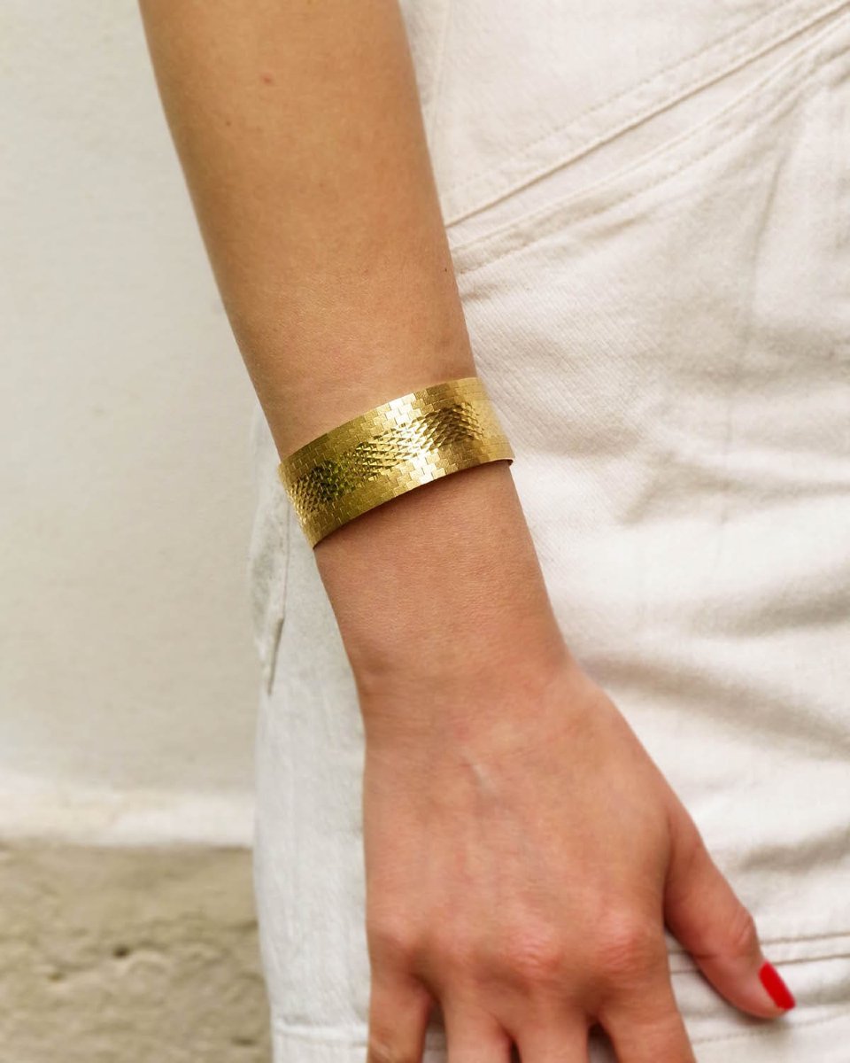 Italian 18k Gold Flexible Bracelet, Fancy Link Bracelet -photo-5
