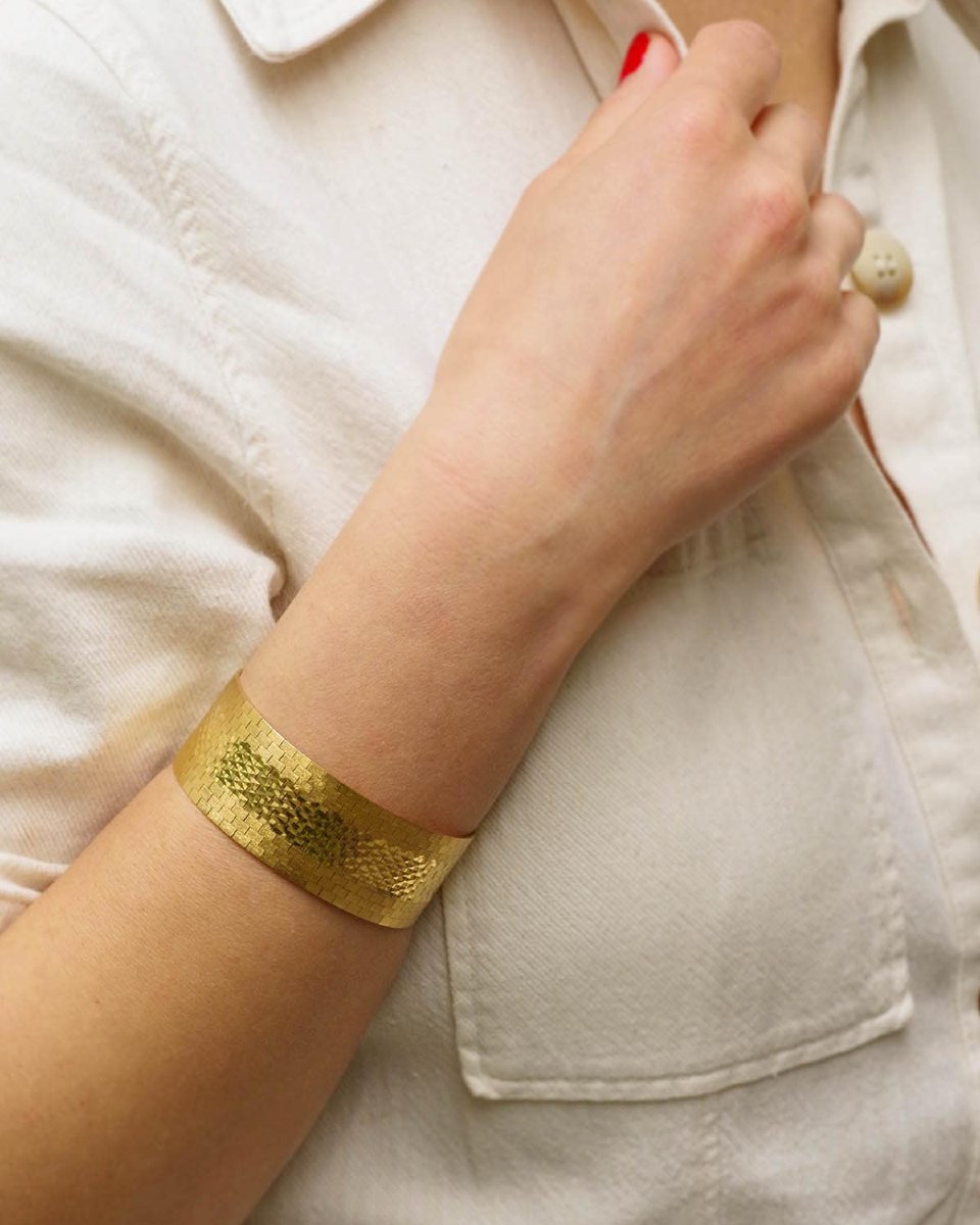Italian 18k Gold Flexible Bracelet, Fancy Link Bracelet -photo-6
