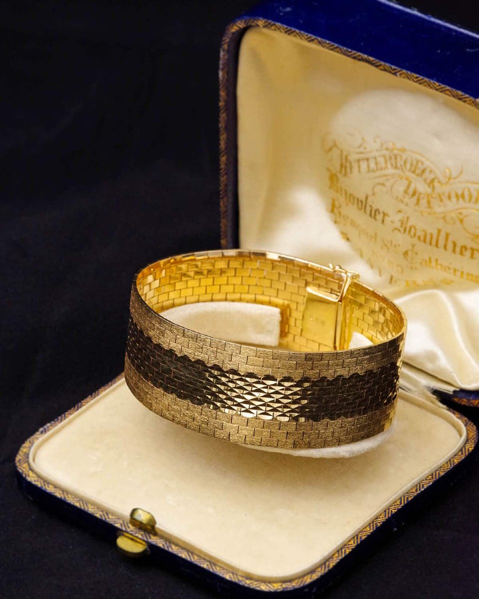 Italian 18k Gold Flexible Bracelet, Fancy Link Bracelet -photo-7