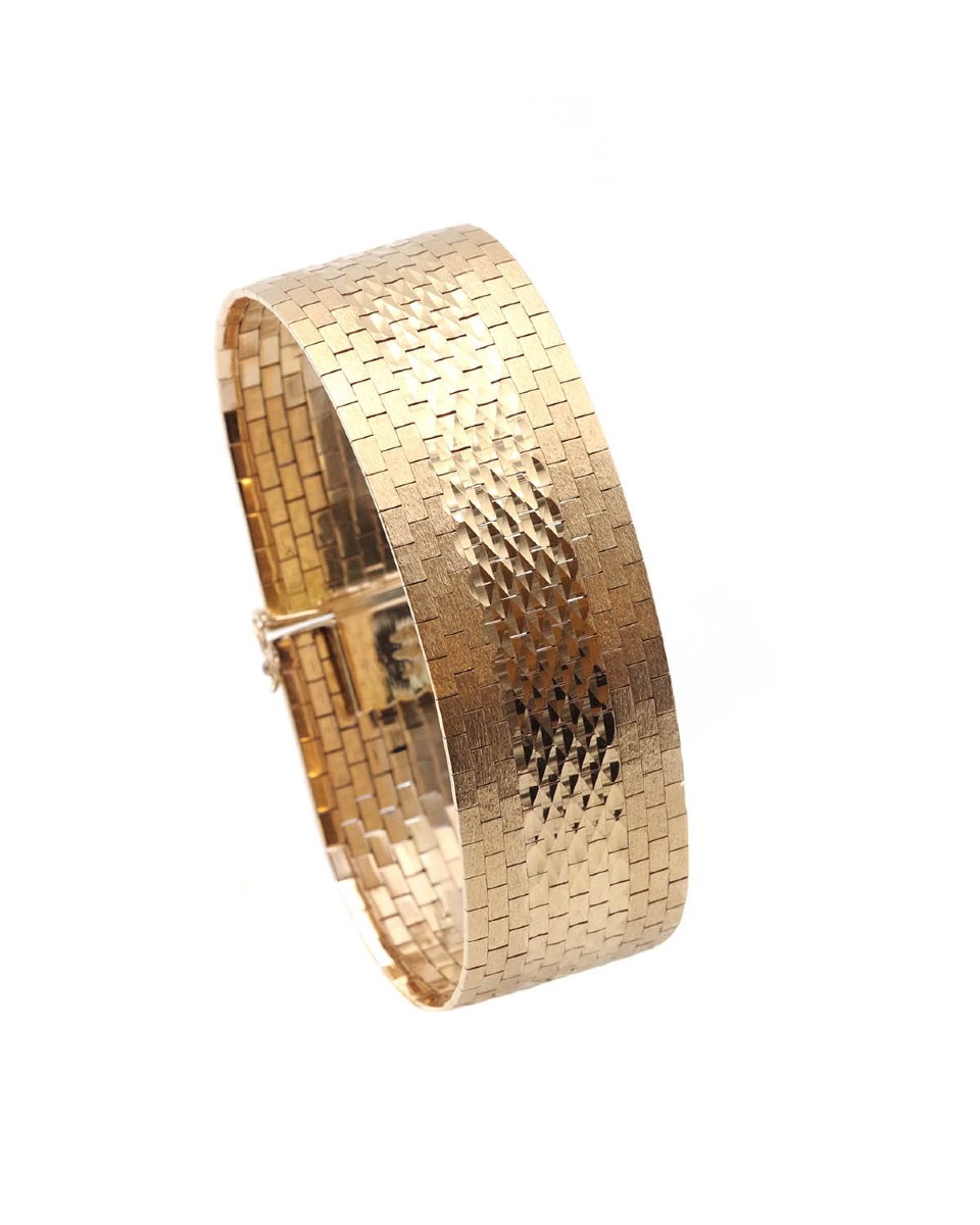 Italian 18k Gold Flexible Bracelet, Fancy Link Bracelet 