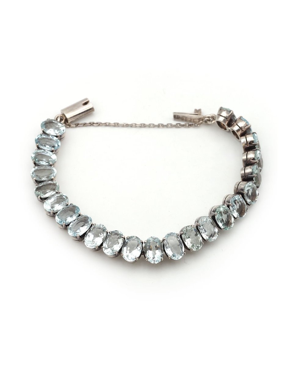 Bracelet rivière d'aigues-marines en argent-photo-3