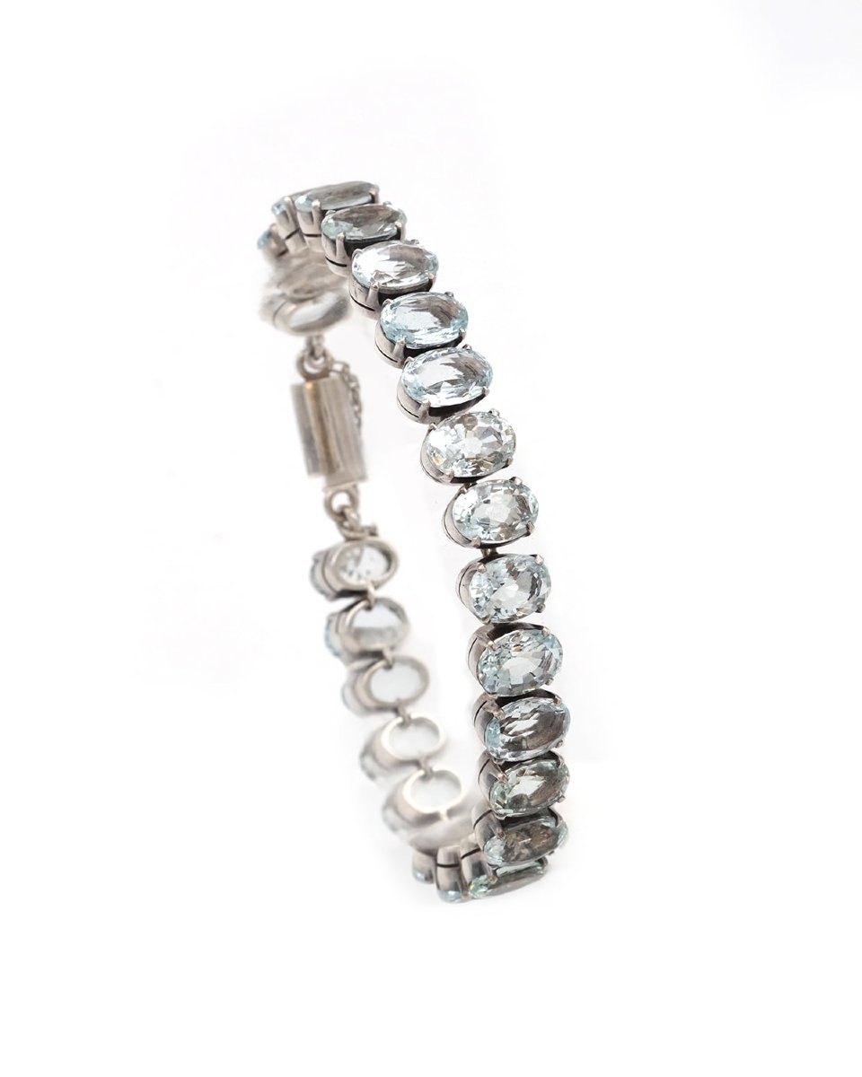 Bracelet rivière d'aigues-marines en argent-photo-2
