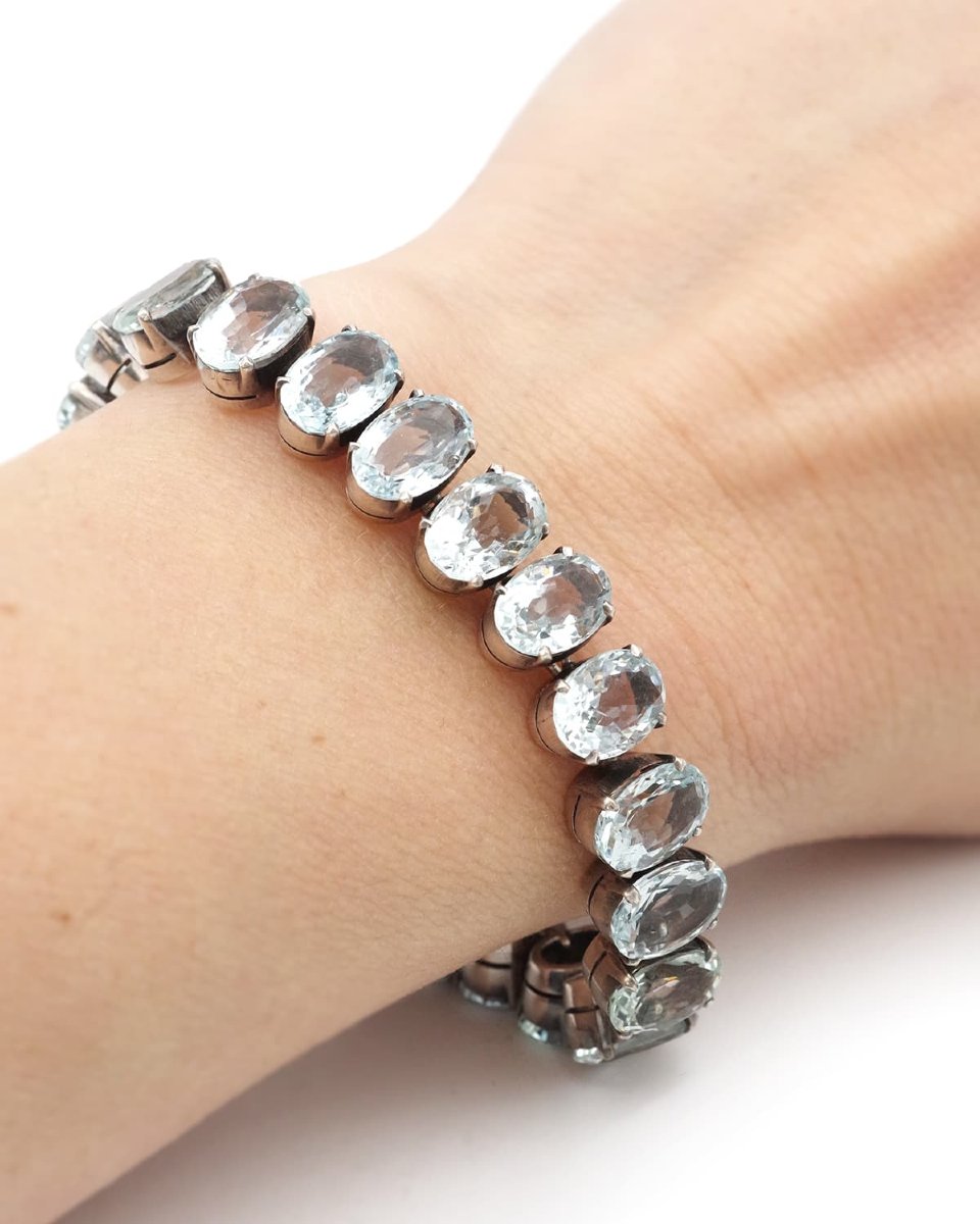Bracelet rivière d'aigues-marines en argent-photo-3