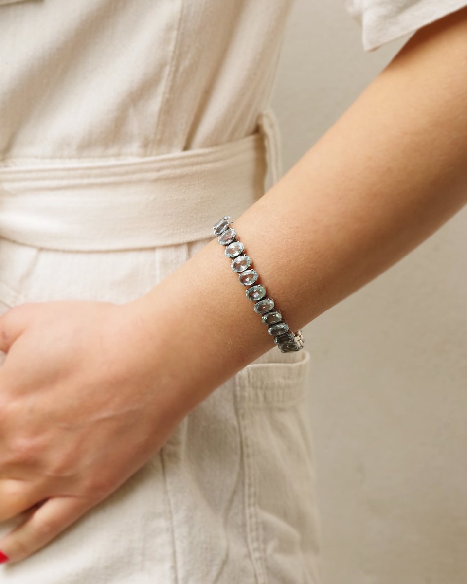 Bracelet rivière d'aigues-marines en argent-photo-4