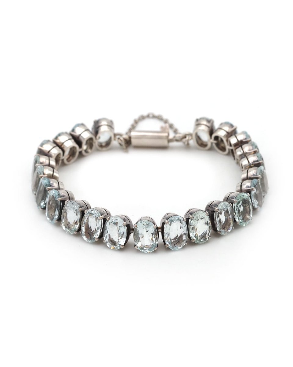Bracelet rivière d'aigues-marines en argent
