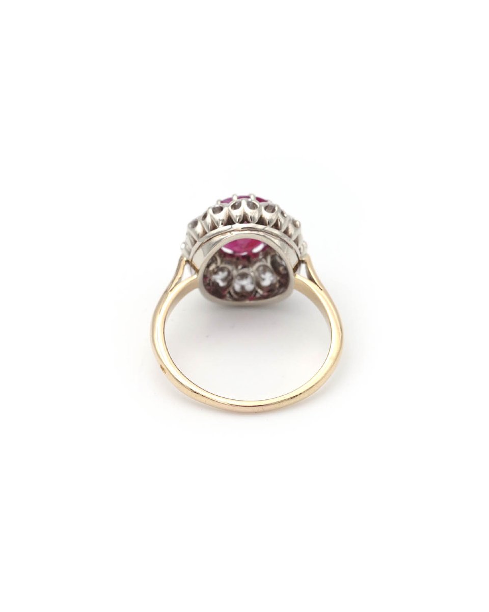 2.10 Ct Ruby Diamond Cluster Ring In 18 Karat -photo-3
