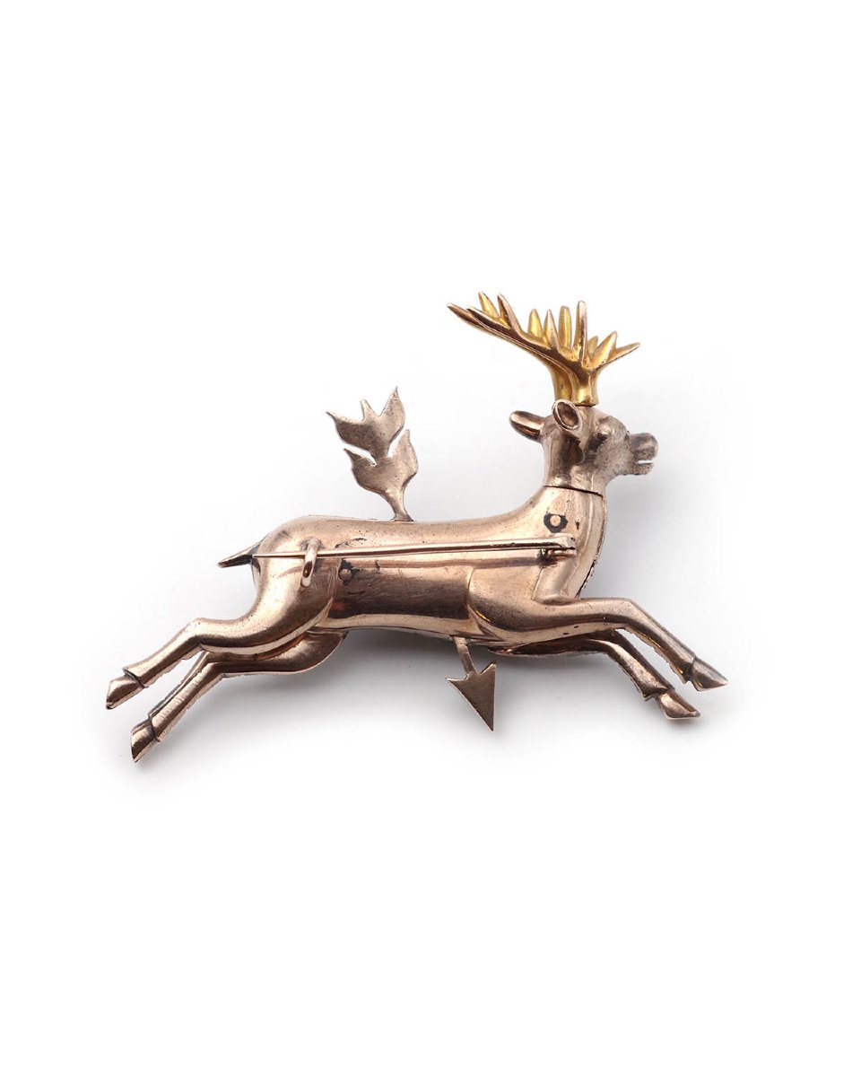 Broche cerf flèche diamants en or 14 karats et argent, flèche de cupidon -photo-3
