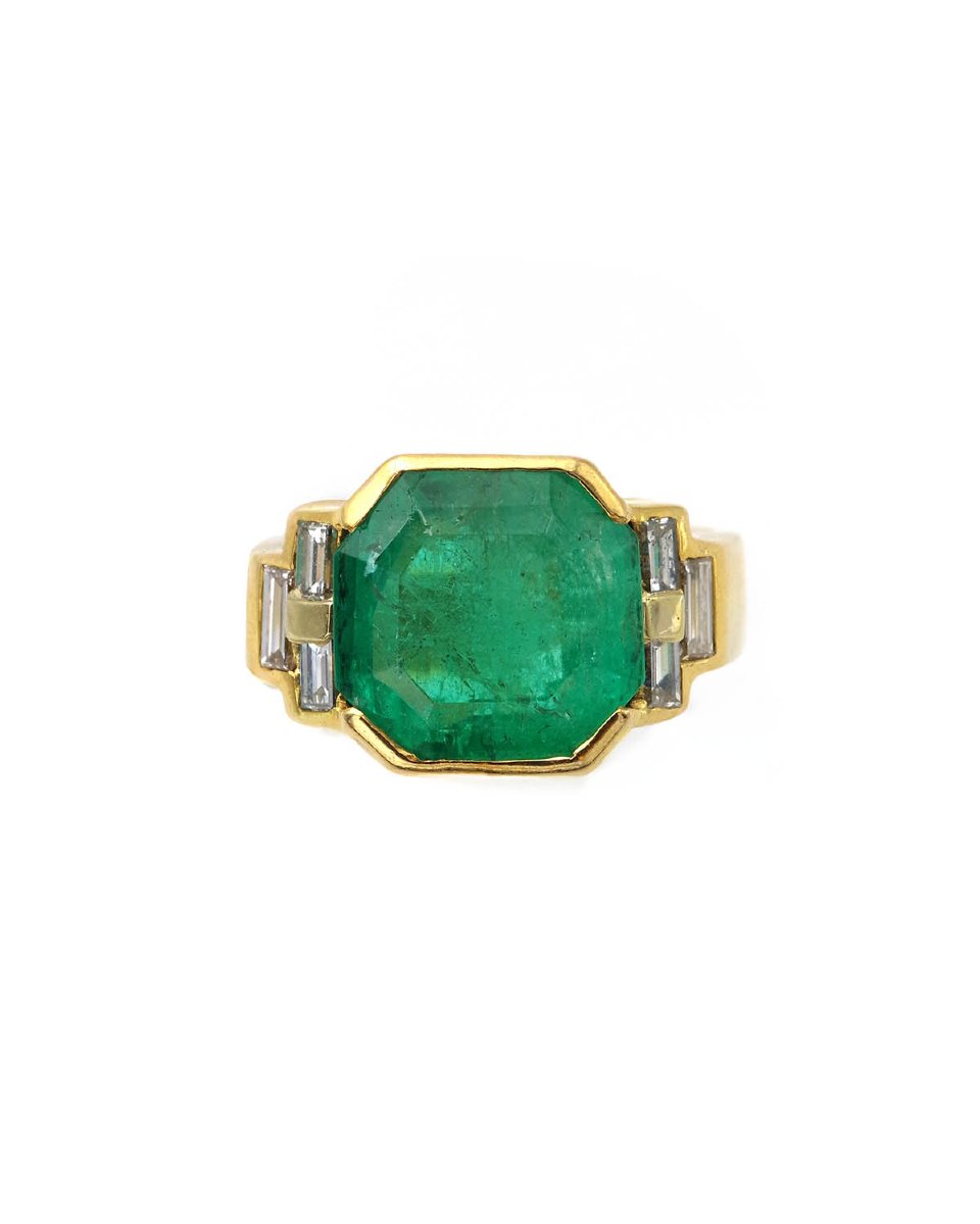 Bague émeraude Colombie 6,20 ct et diamants en or 18 karats -photo-2