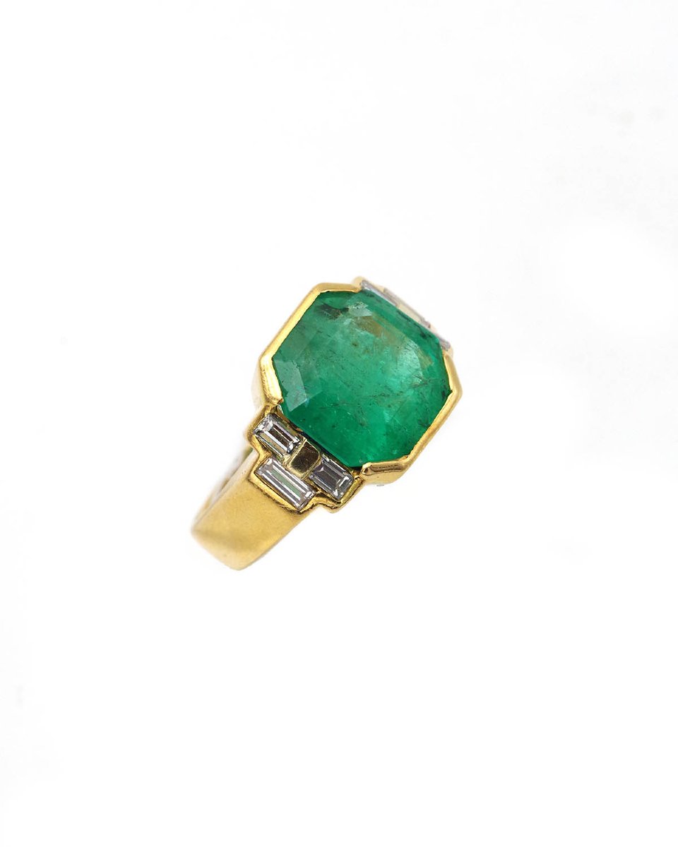 Bague émeraude Colombie 6,20 ct et diamants en or 18 karats -photo-5