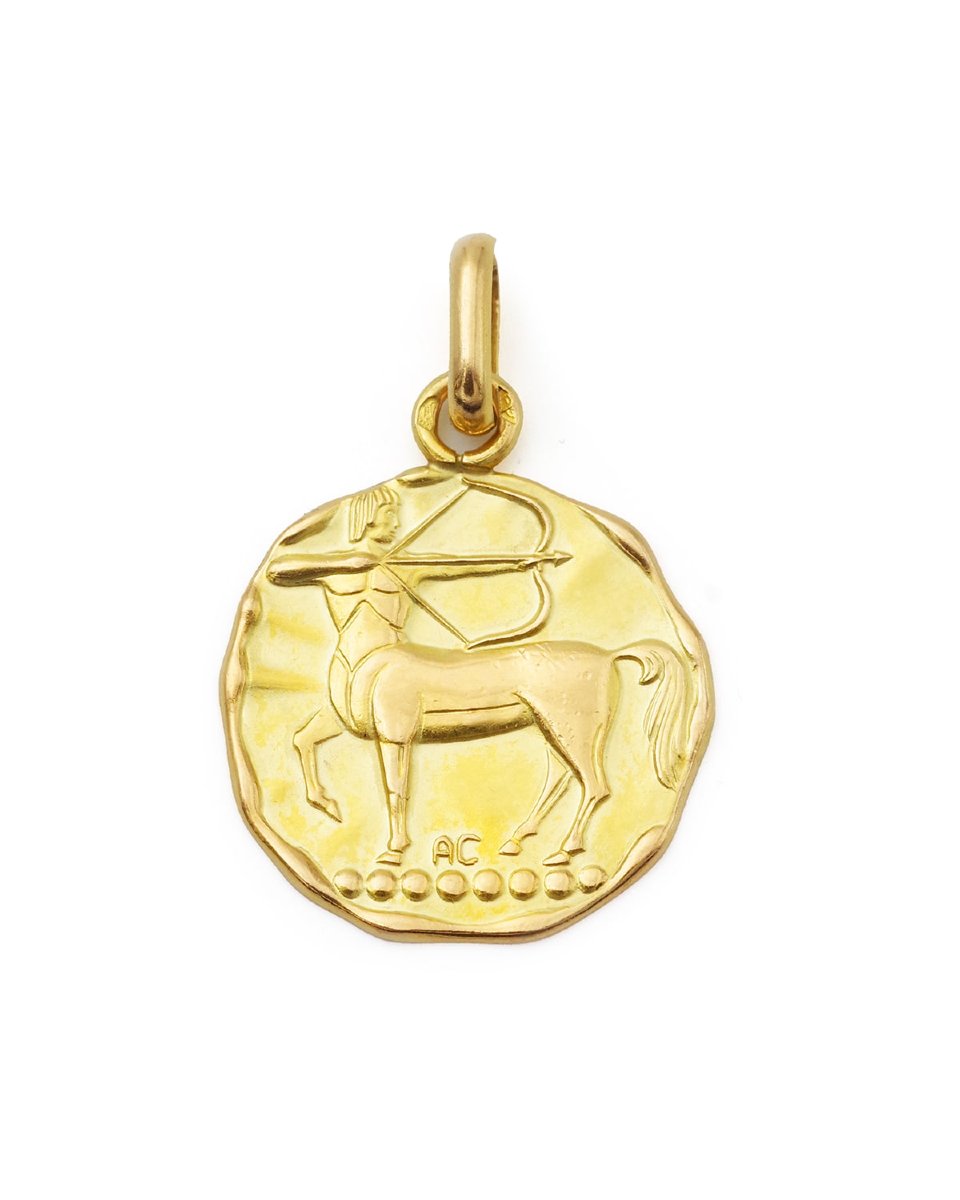 Médaille astrologique sagittaire Augis en or 18 karat, signe du zodiaque -photo-2