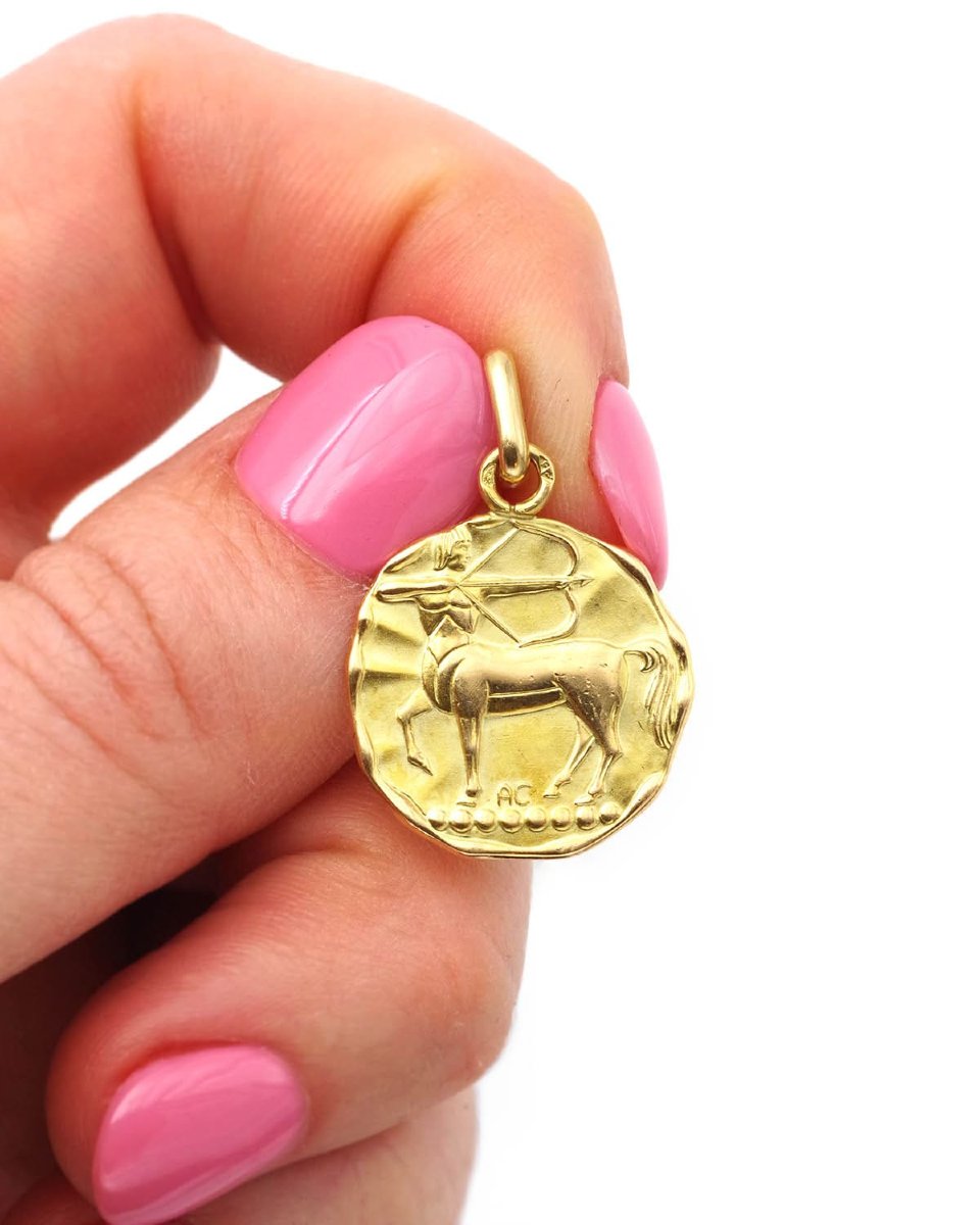 Médaille astrologique sagittaire Augis en or 18 karat, signe du zodiaque 