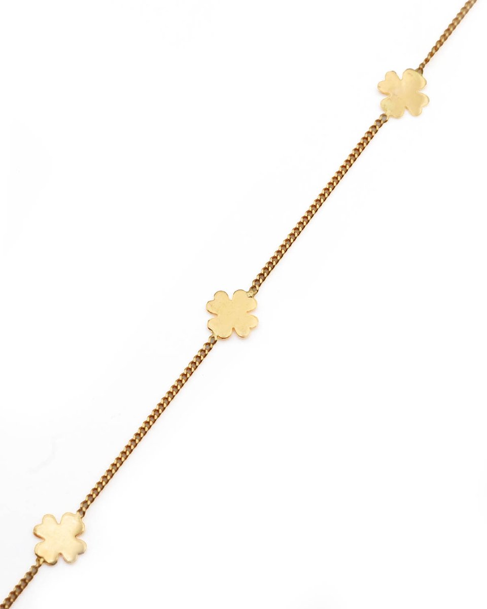 Bracelet chaine trèfles à quatre feuilles en or 18 karats, porte bonheur-photo-4