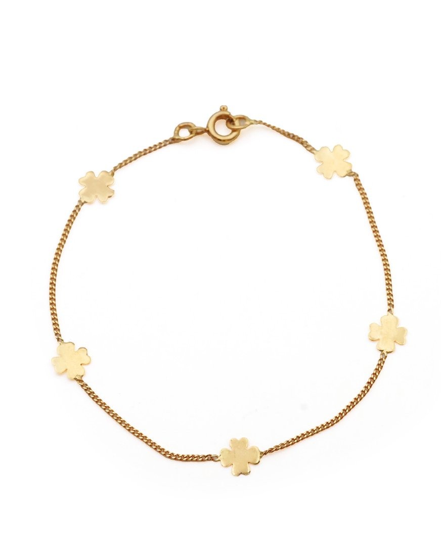 Bracelet chaine trèfles à quatre feuilles en or 18 karats, porte bonheur
