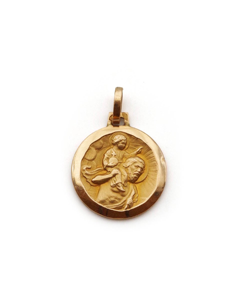 Médaille religieuse Saint-Christophe en or jaune 18 karats 