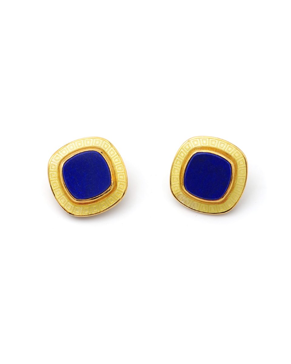 Lapis Lazuli Earclips In 18 Karat Gold  -photo-2