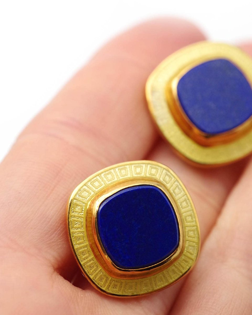 Lapis Lazuli Earclips In 18 Karat Gold  -photo-1