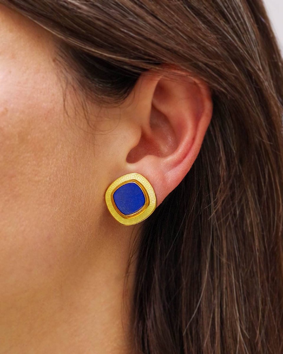 Lapis Lazuli Earclips In 18 Karat Gold  