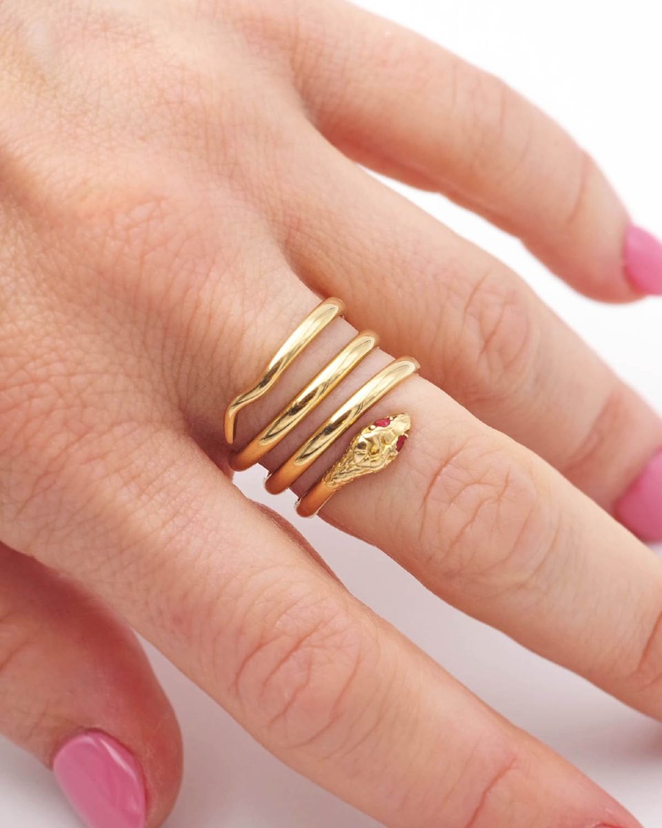 Bague serpent vintage en or 18 karats -photo-2